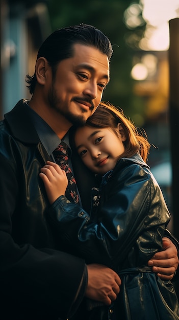 Lovely portrait of father and child in celebration of father's day