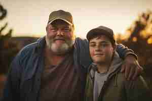 Free photo lovely portrait of father and child in celebration of father's day