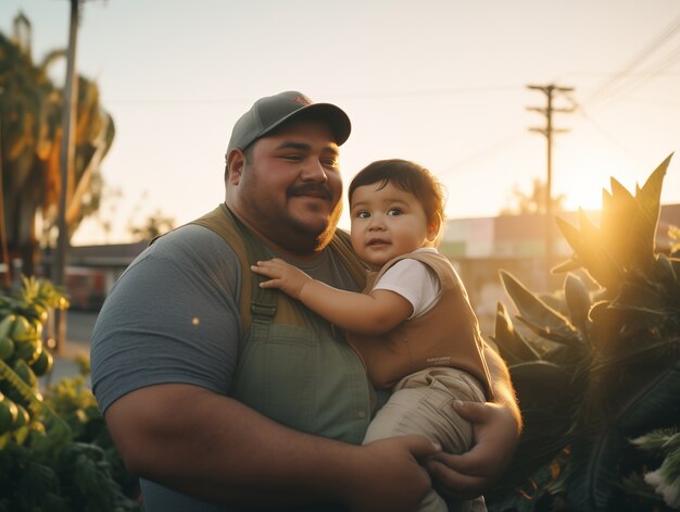 Lovely portrait of father and child in celebration of father's day