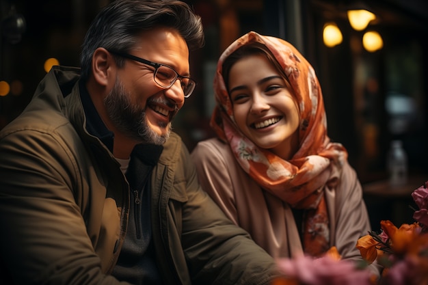 Free photo lovely portrait of father and daughter in celebration of father's day