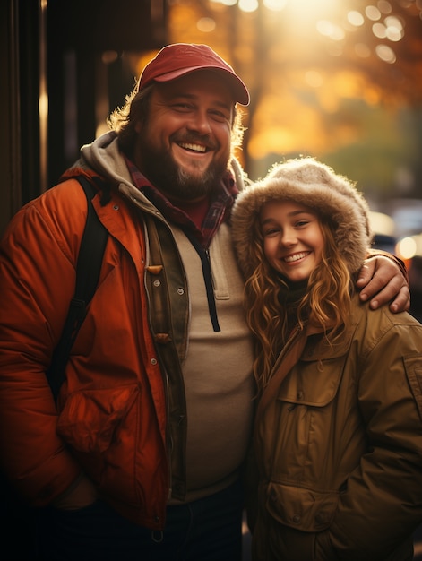 Foto gratuita un bel ritratto di padre e figlia per la celebrazione della festa del padre