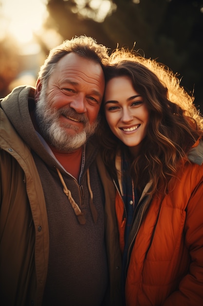 Free photo lovely portrait of father and daughter in celebration of father's day