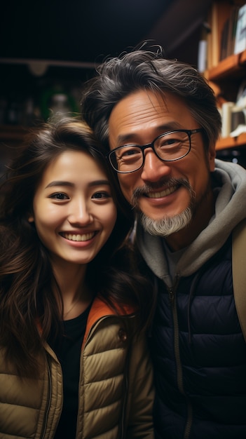 Free photo lovely portrait of father and daughter in celebration of father's day