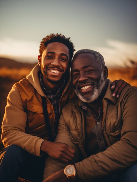 Lovely portrait of father and son in celebration of father's day