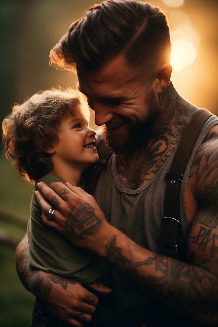 Free Photo lovely portrait of father and son in celebration of father's day