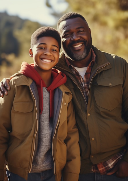 Foto gratuita un bel ritratto di padre e figlio per la celebrazione della festa del padre