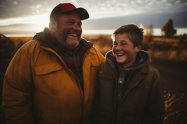 Lovely portrait of father and son in celebration of father's day