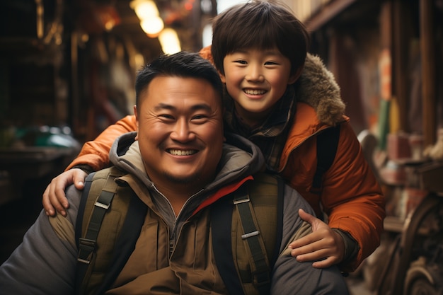 무료 사진 아버지 의 날 을 축하 하는 아버지 와 아들 의 사랑스러운 초상화