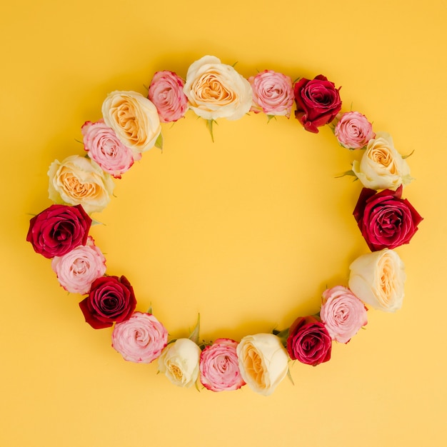 Lovely round rose frame top view