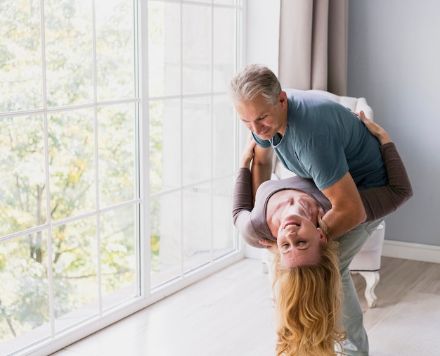 Lovely senior couple dancing together