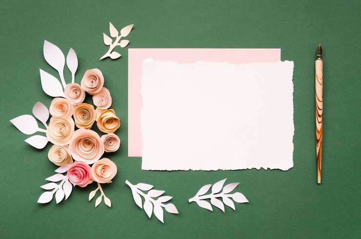 Free Photo lovely wedding stationery top view