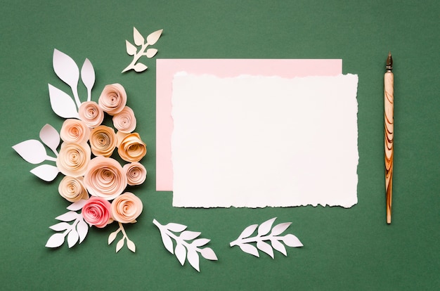 Lovely wedding stationery top view