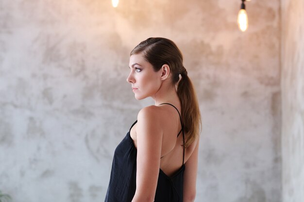 Lovely woman in black dress