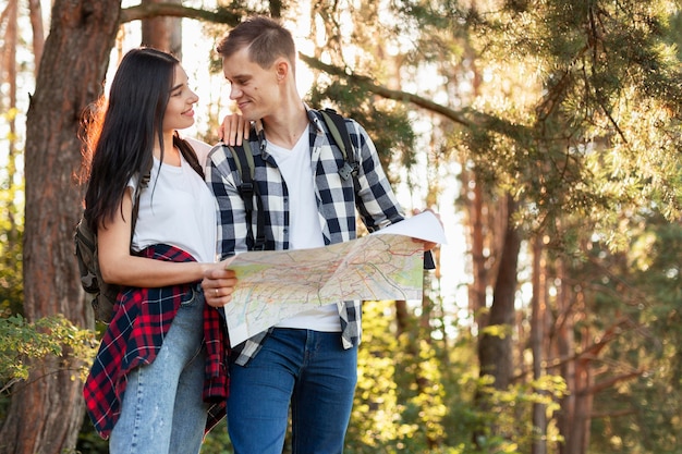 Lovely young couple together outdoors