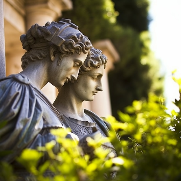 Lovers greek busts in nature