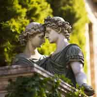 Free photo lovers greek busts together