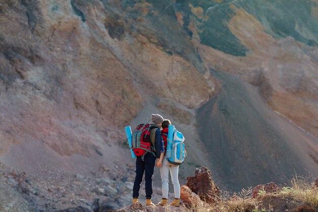 Loving Couple in Mountains