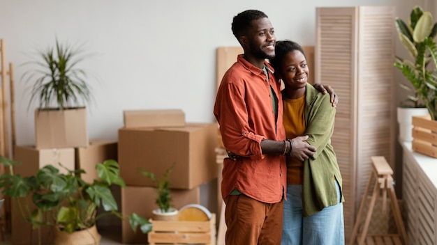 Loving couple planning on redecorating household