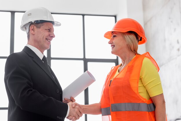 Low angle business hand shake