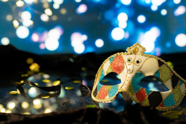 Free photo low angle of a carnival mask