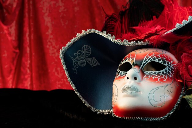 Low angle of a carnival mask