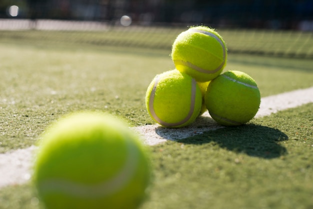 Low angle close-up tennis balls