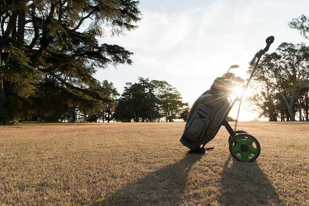 Free photo low angle gold equipment on course