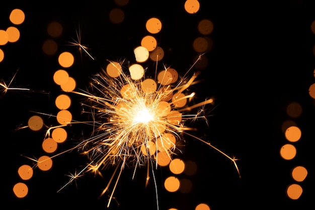 Low angle golden firework light