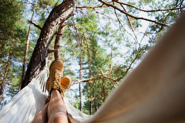 Low angle man in hammock view