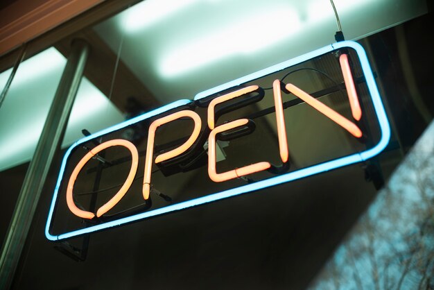 Low angle open sign