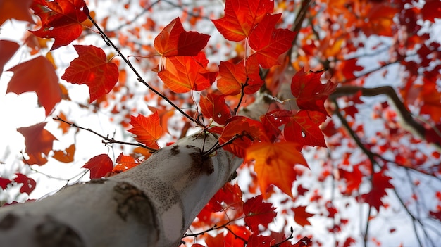 Foto gratuita perspettiva a basso angolo di un albero con un bellissimo baldacchino