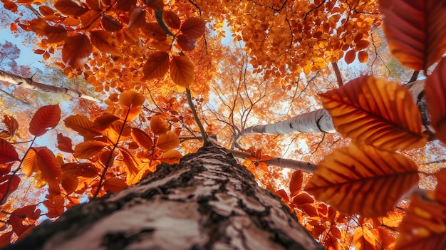 Free photo low angle perspective of tree with beautiful canopy