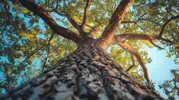 Free photo low angle perspective of tree with beautiful canopy