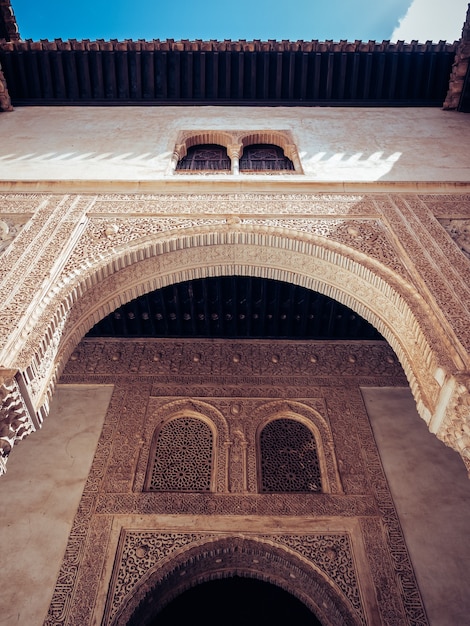 Low angle shot of alhambra palace in granada, spain