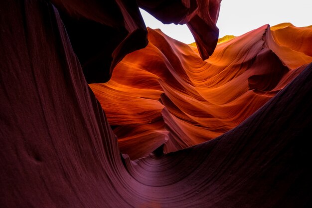 Low angle shot of the Antelope Canyon in Arizona at daytime