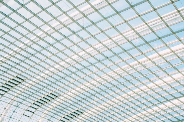 Low angle shot of a beautiful glass ceiling