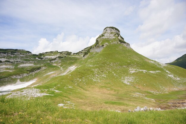 Low angle shot of beautiful scenery of Austria Alps