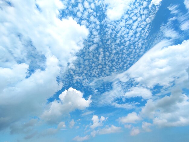 Low angle shot of a blue cloudy sky on a sunny day perfect for wallpapers