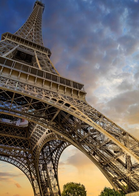 Low angle shot of the Eiffel Tower in Paris, France