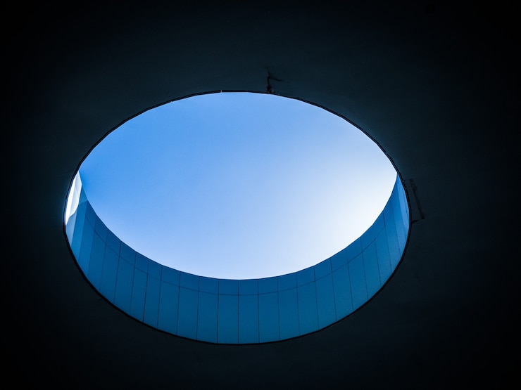 Free Photo low angle shot of a hole inside a building