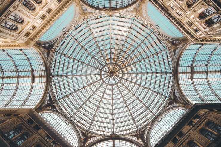 Free Photo low angle shot of the inside of a shopping center in naples, italy