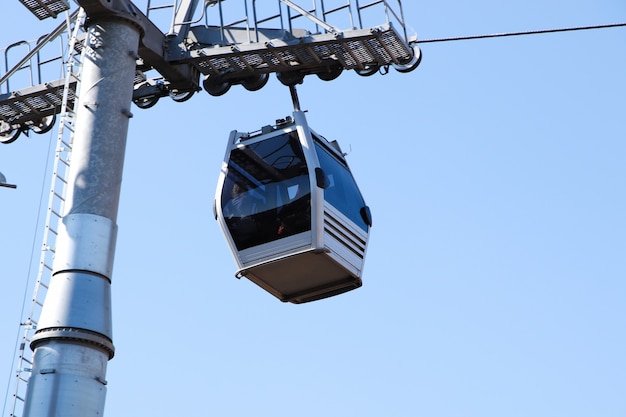 Low angle shot of a ropeway under the clear sky