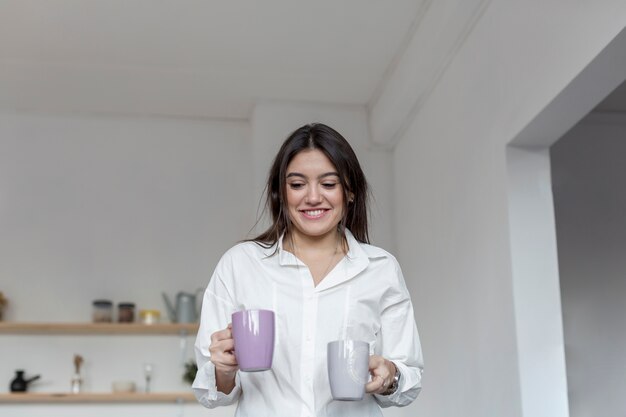 Low angle smiley woman