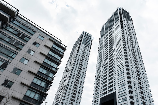 Free photo low angle tall different buildings