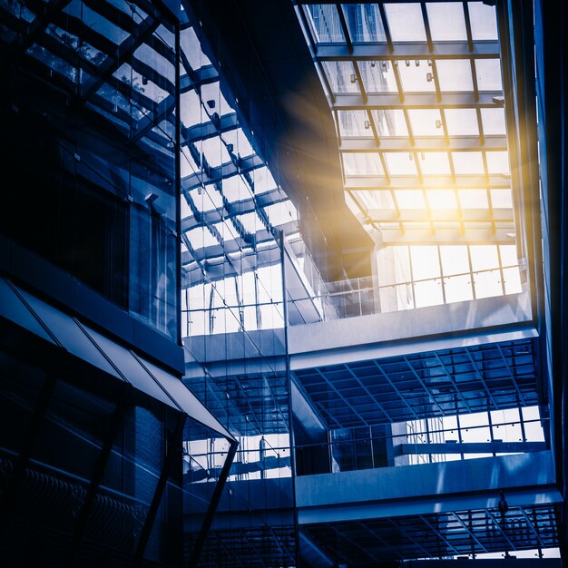 Low Angle View Of Glass Roof in modern building