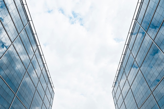 Free photo low angle view twin buildings