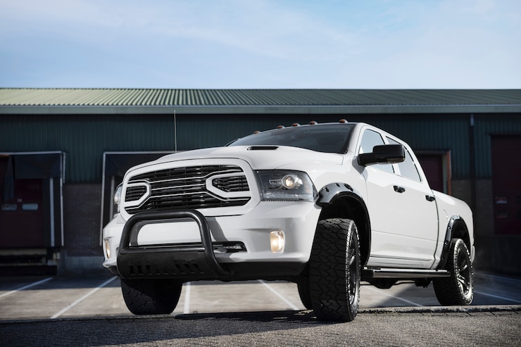 Free Photo low angle white modern car outdoors