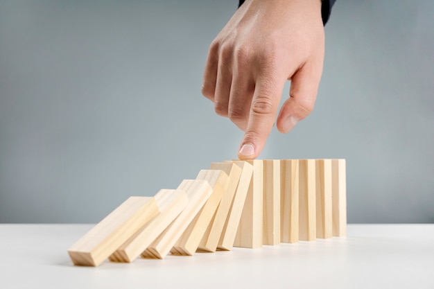 Low angle wooden blocks