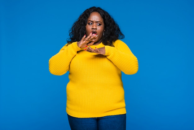 Free photo low angle worried woman