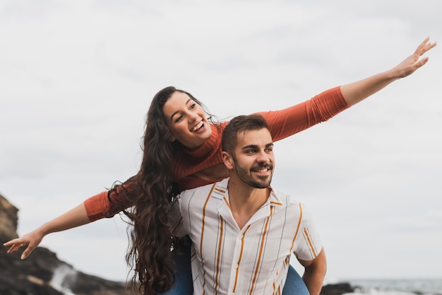 Free photo low angle young couple